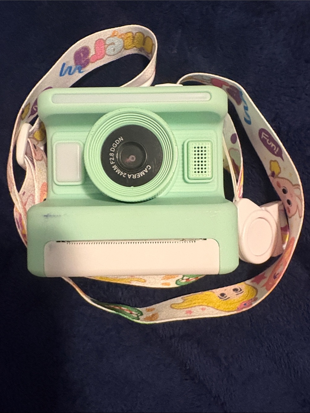 Kids Mint Green Instant-Style Camera with Colorful Strap - Brand Unlabeled